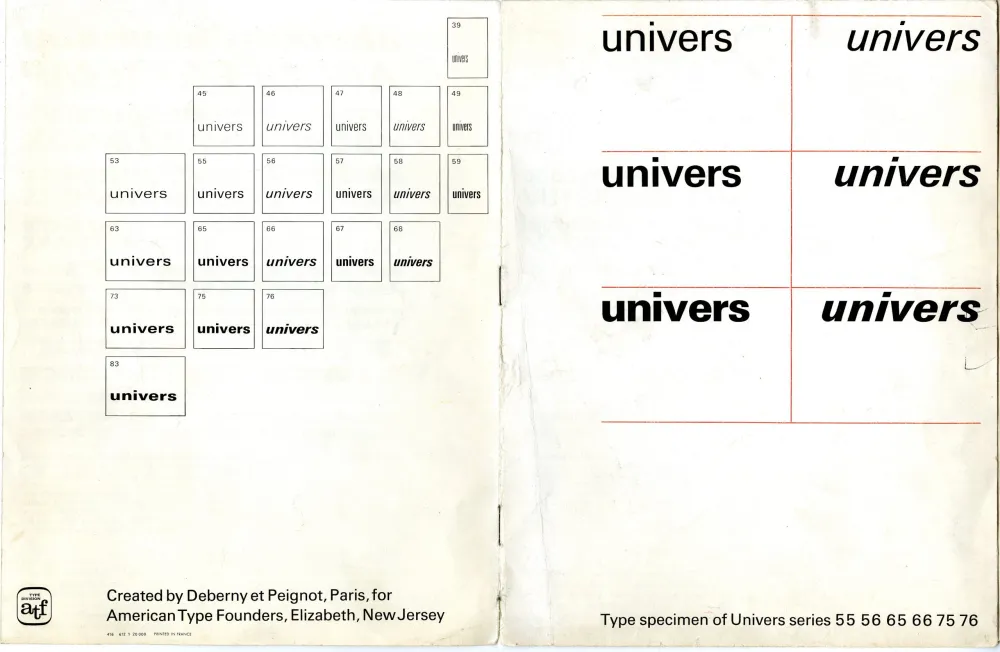 Univers Original Specimen